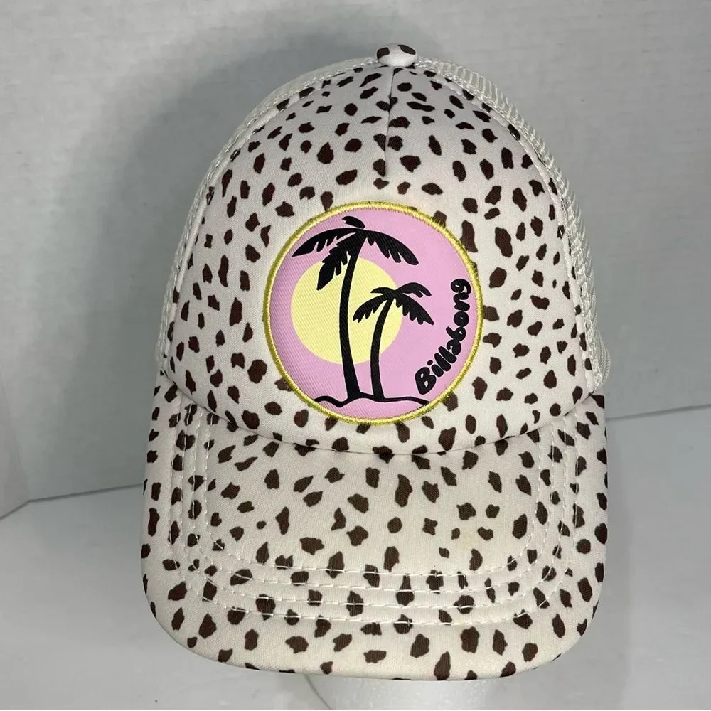 Billabong Shenanigans Girl's Trucker Snapback Hat Mesh Animal Spotted Palm Trees